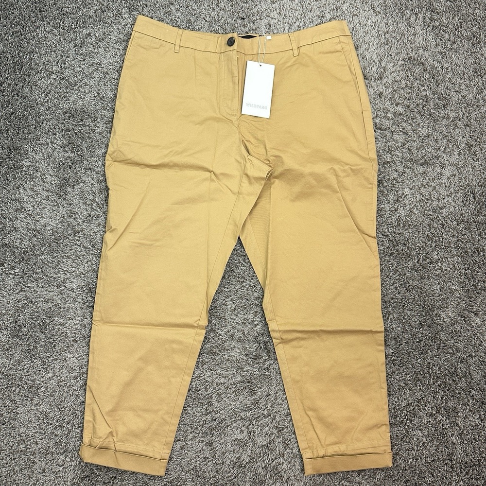 Wildfang The Essential Trouser Camel Sz 16 New Cuffed 2 Side & Back Pockets BBB